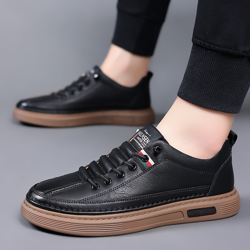Trendy and versatile men's casual shoes, board shoes, leather soft soled breathable leather shoes