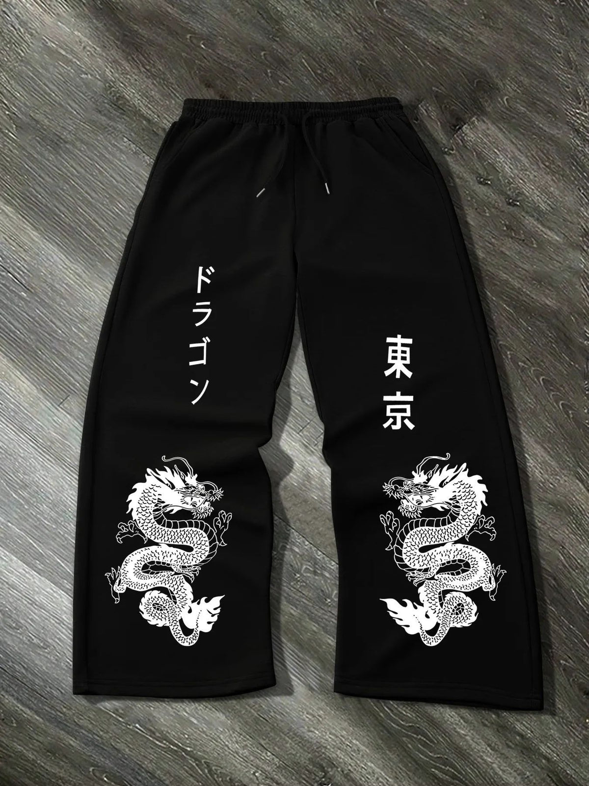 Print Drawstring Wide-leg Sweatpants for Men Women
