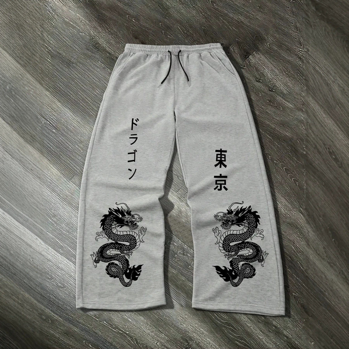 Print Drawstring Wide-leg Sweatpants for Men Women