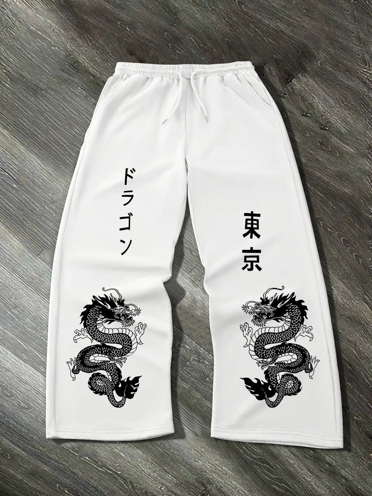 Print Drawstring Wide-leg Sweatpants for Men Women