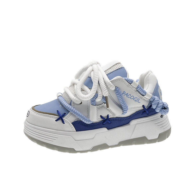 Cute Harajuku Sneakers Women's Running Shoes  blue Thick Platform Sneakers students Outdoor Casual pink Vulcanized Shoes