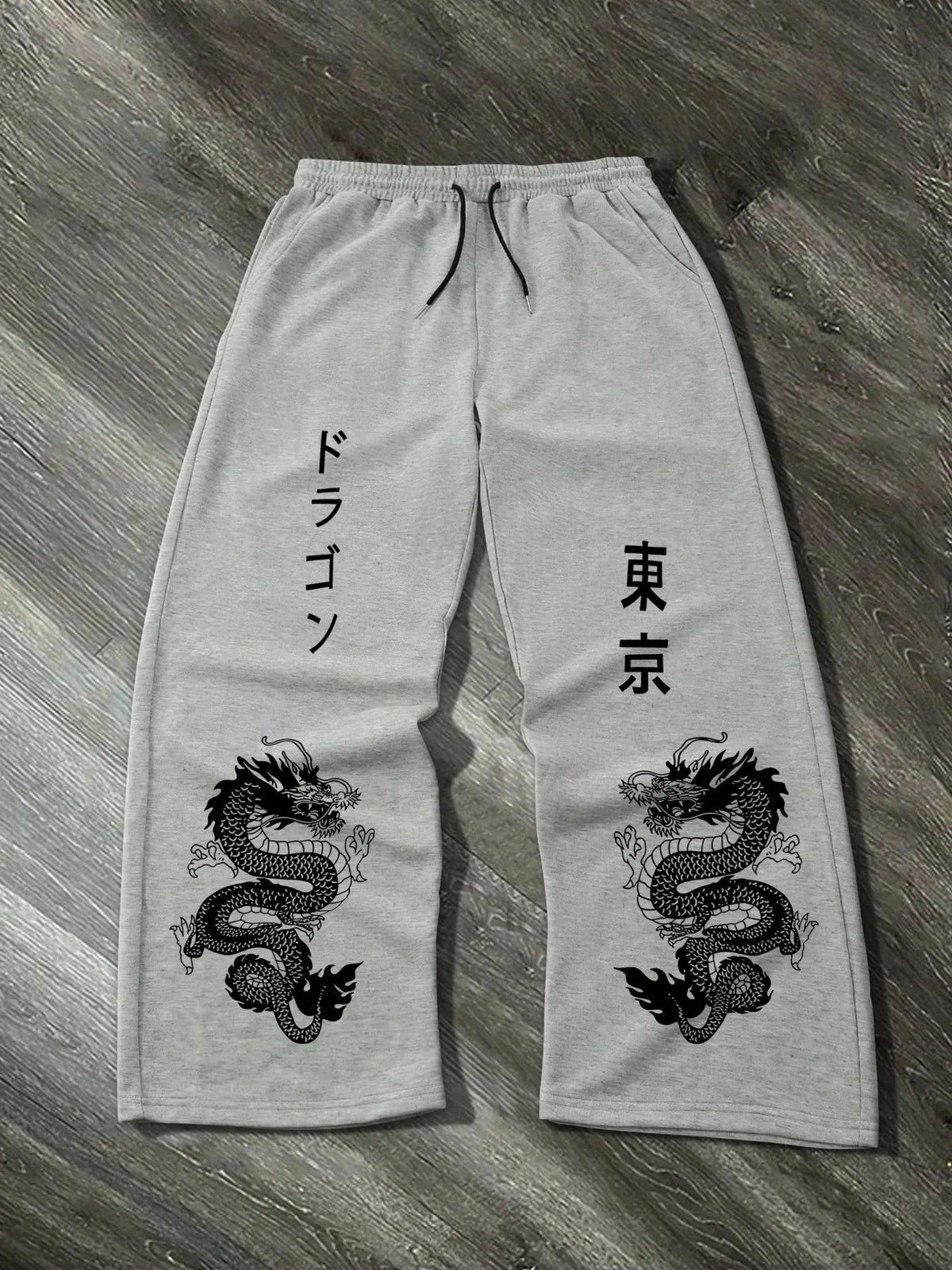 Print Drawstring Wide-leg Sweatpants for Men Women