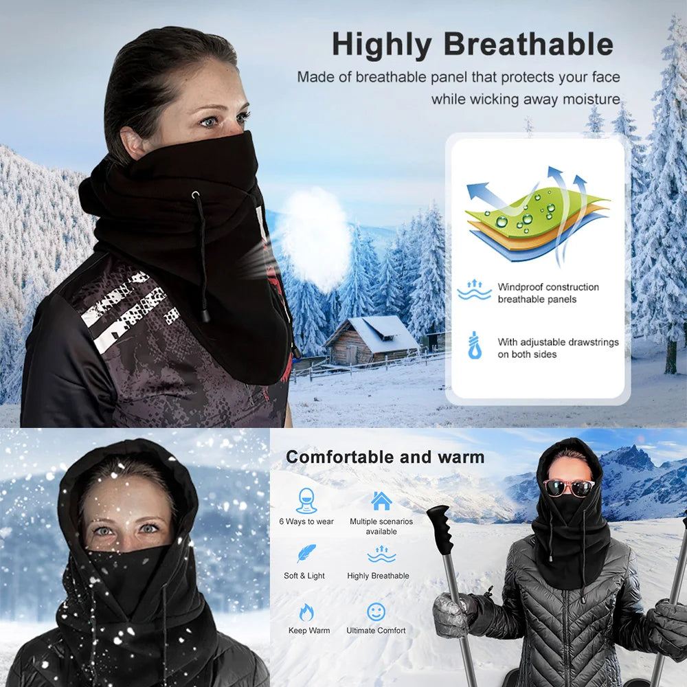 Mens Winter Hat Cold Weather Face Balaclava Hood Outdoor Sports Facewear Windproof Ski Mask