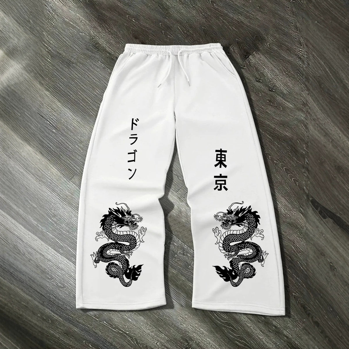 Print Drawstring Wide-leg Sweatpants for Men Women
