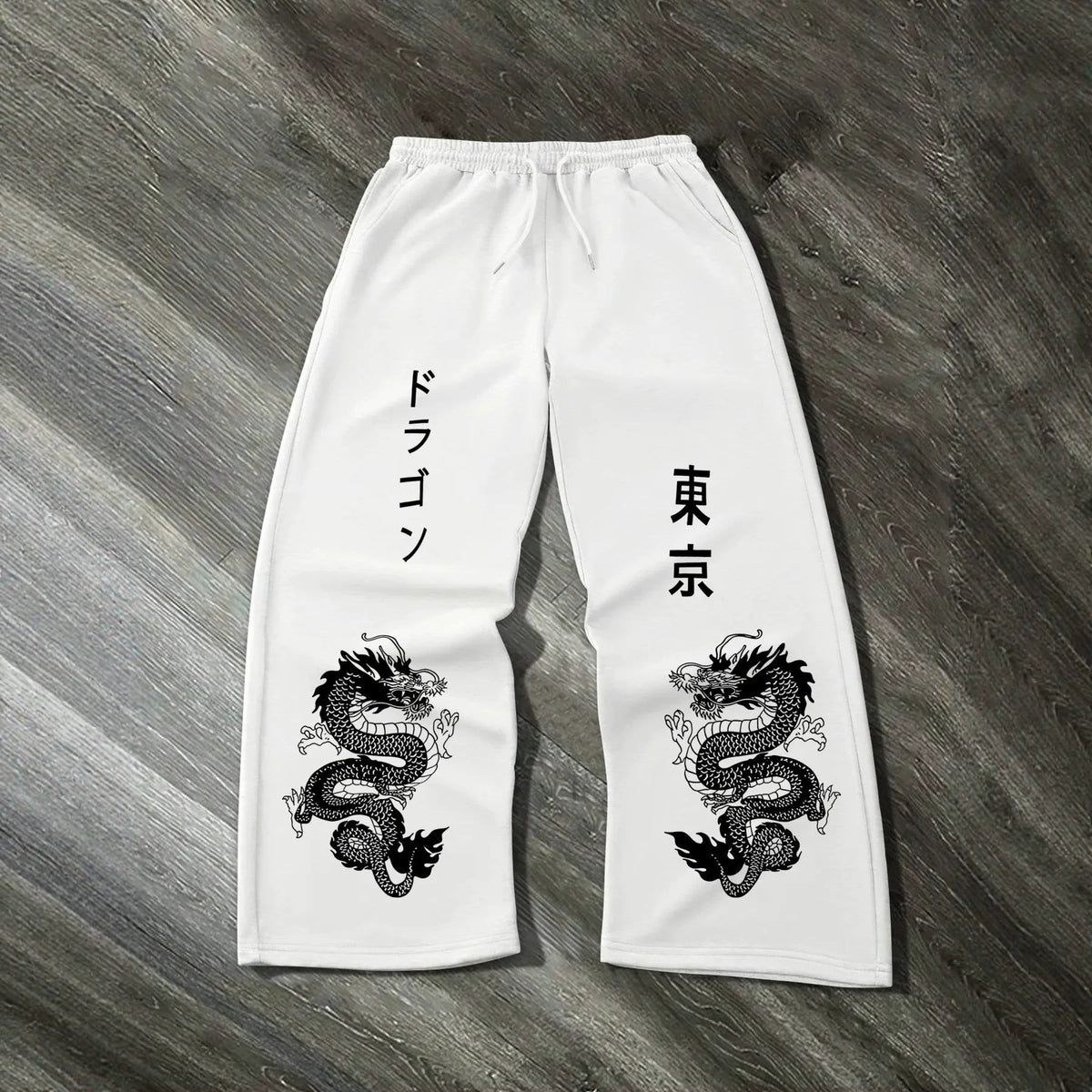 Print Drawstring Wide-leg Sweatpants for Men Women