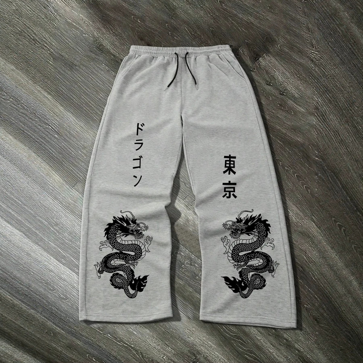 Print Drawstring Wide-leg Sweatpants for Men Women