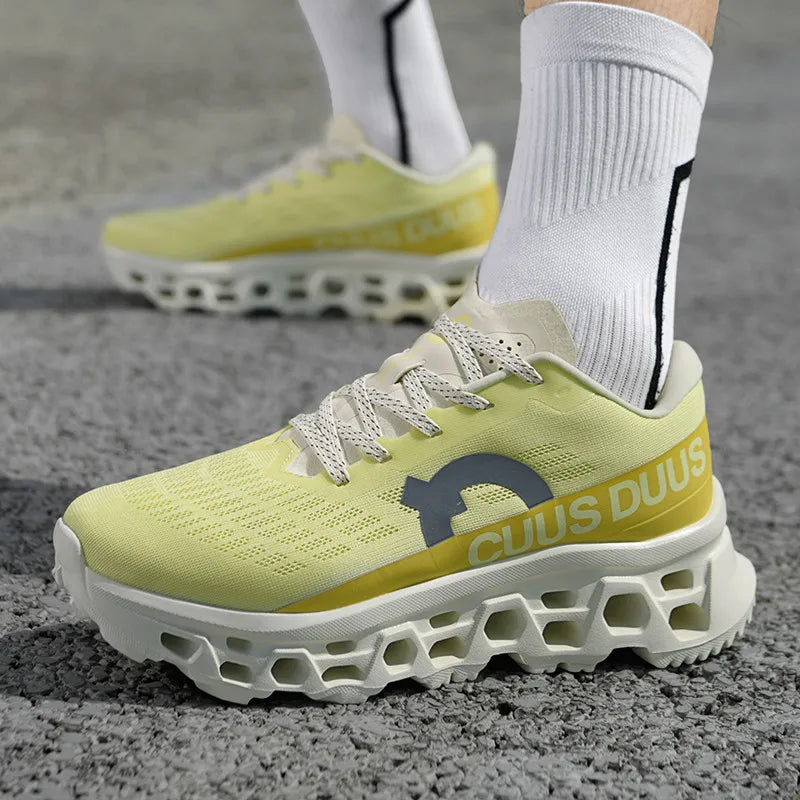 Men's Running Shoes Hollow Cushioning Thick Soled Sneakers Breathable Mesh lightweight Non-Slip Sneakers Outdoor Fitness Shoes