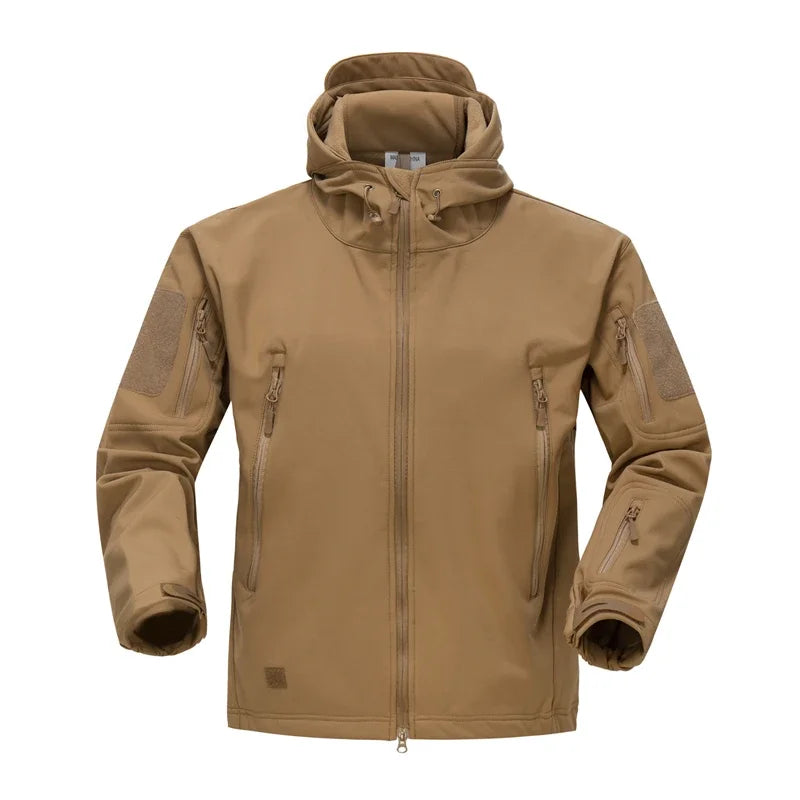 2026 Shark Skin Soft Shell Autumn and Winter Plush Thickened Mountaineering Tactics Training Breathable Waterproof Charge Suit