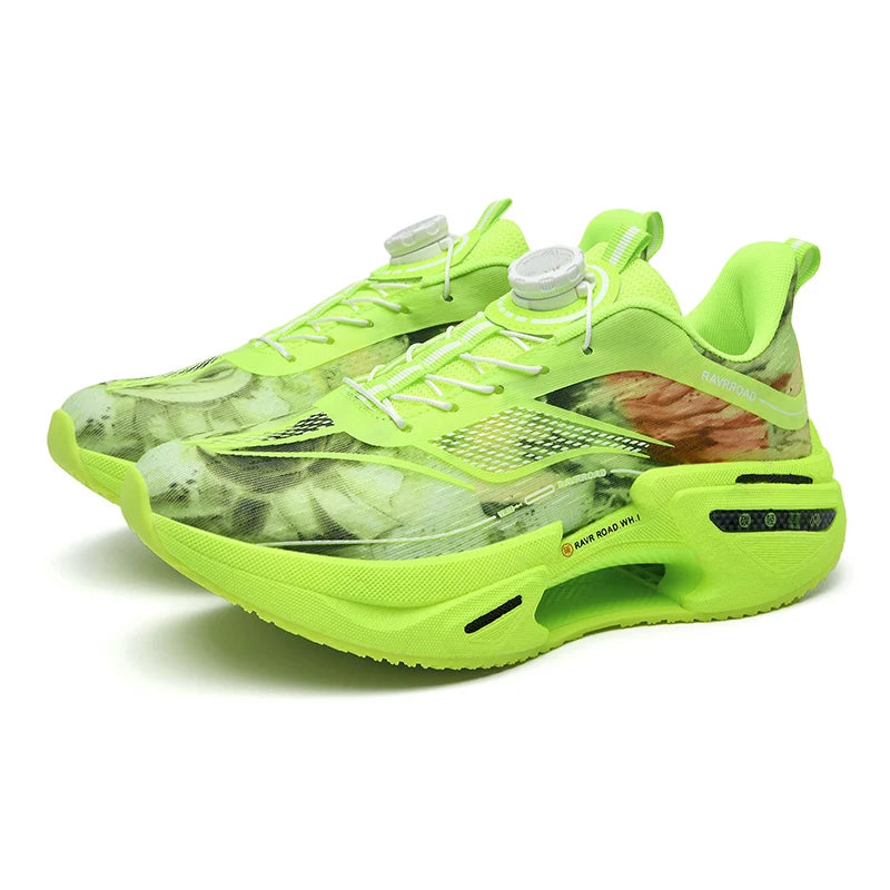 Elastic Speed Running Shoes for Men, Carbon Plate Push Rotating Buckle Sports Shoes for Women, Professional Shock-Absorbing