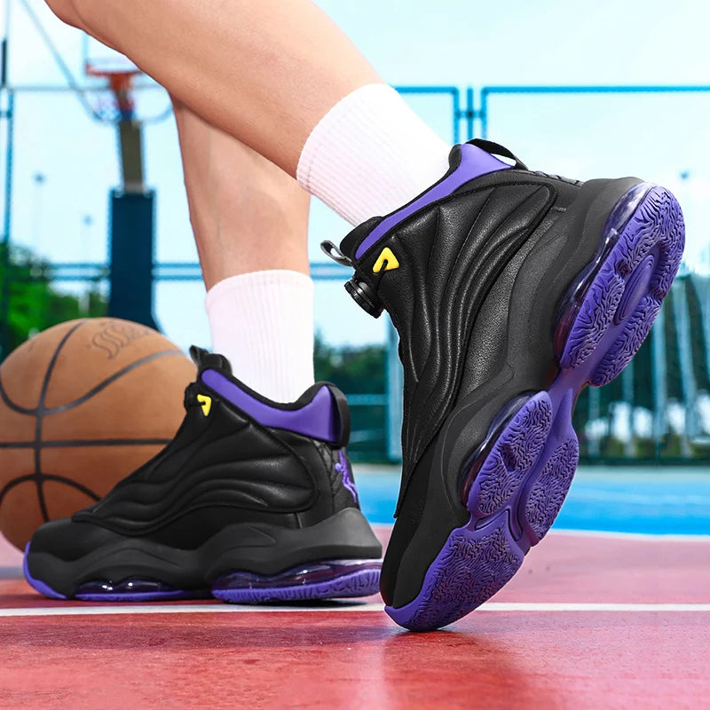Men's Athletic Basketball Sneakers Breathable Cushioning Non-Slip Wearable Gym Training Running Shoes for Men