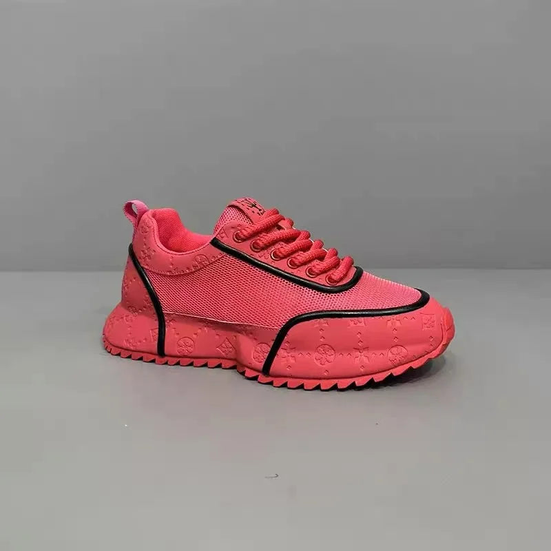 Chunky Sneaker Mens Designer Increased Internal Platform Sport Shoes Fashion Casual Microfiber Leather Mesh Breathable Gym Shoes