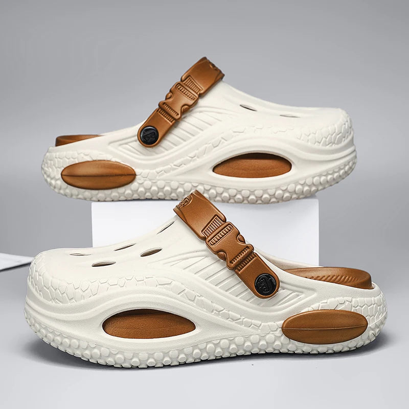 New Summer Men's Slippers EVA Hole Mens Mules Non-Slip Slippers Thick Soft Platform Slide Fashion Comfortable Men's Sandals Shoe