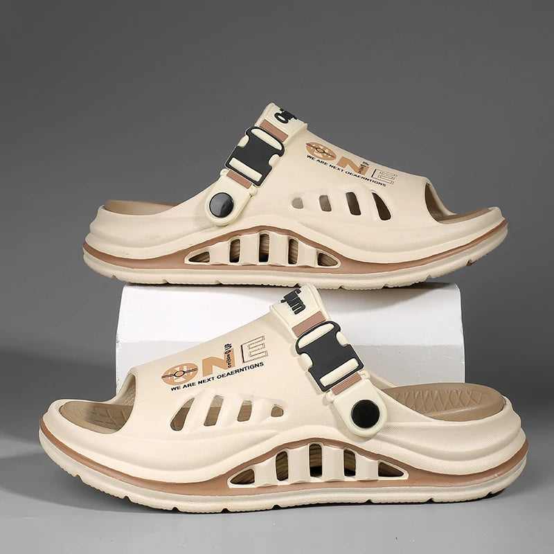 Male House Slippers Summer Breathable Open Toe Design Flexible Sole Non Slip Wear Resistant Footwear for Indoor Daily Use