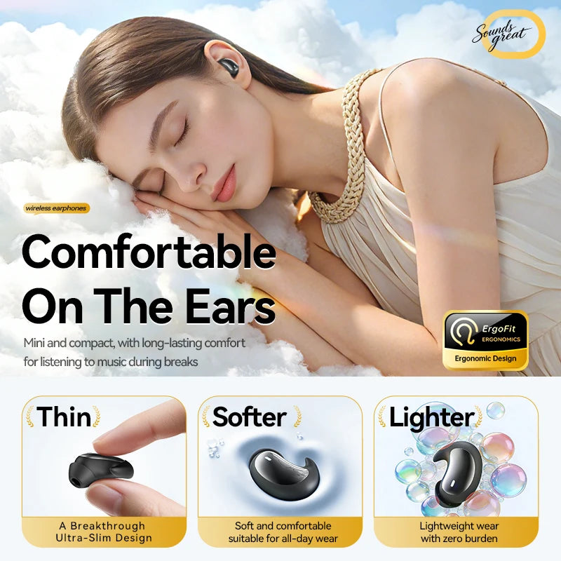 Acer Ohr719 Wireless Bluetooth Headphones Are Mini, Compact, and Comfortable to Wear, and Do Not Put Pressure on the Ears When Sleeping on Your Side. V6.0 Chip, High-Definition Sound Quality, and Come with a 200Mah Charging C