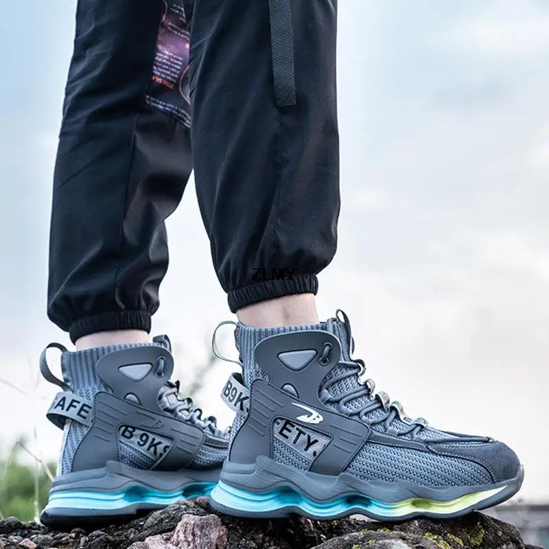 New Design Safety Shoes Men Work Sneaker Steel Toe Shoes Puncture Proof High Top Work Safety Boots Male Lightweight Work Shoes