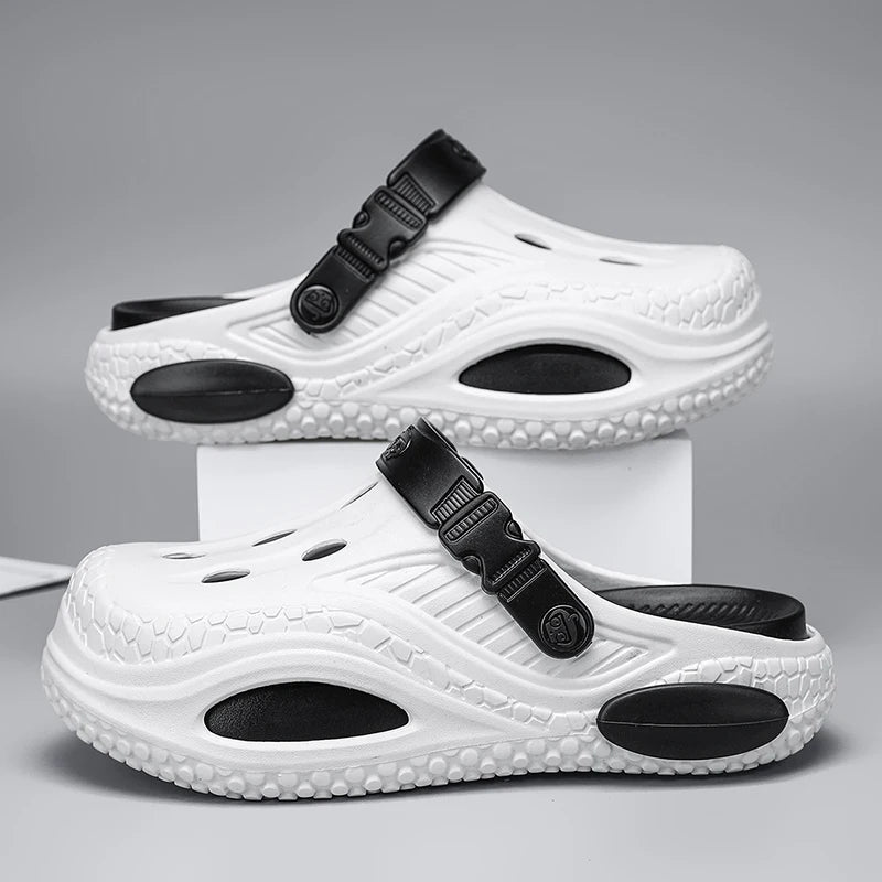 New Summer Men's Slippers EVA Hole Mens Mules Non-Slip Slippers Thick Soft Platform Slide Fashion Comfortable Men's Sandals Shoe