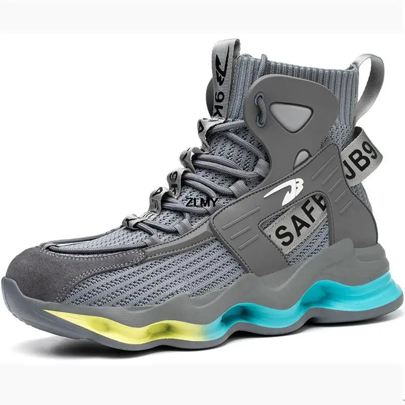New Design Safety Shoes Men Work Sneaker Steel Toe Shoes Puncture Proof High Top Work Safety Boots Male Lightweight Work Shoes