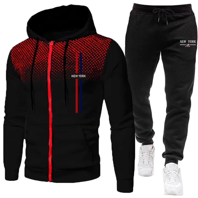 2026 Brand New Men's Tracksuit Hoodie Sweatpants Urban Casual Fashion Sportswear Autumn Winter Daily Casual Sporty Zipper Outfit