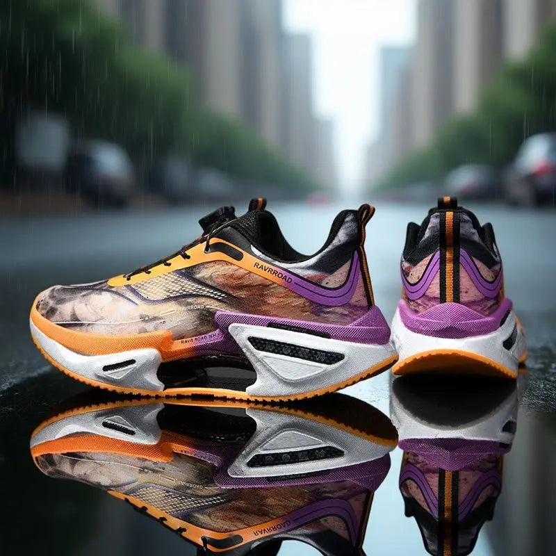 Elastic Speed Running Shoes for Men, Carbon Plate Push Rotating Buckle Sports Shoes for Women, Professional Shock-Absorbing