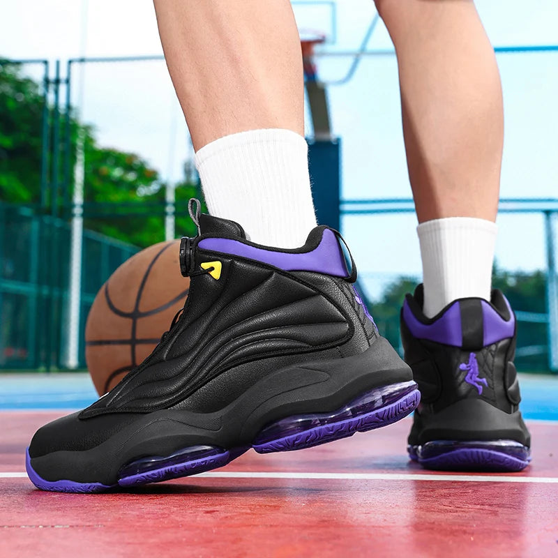Men's Athletic Basketball Sneakers Breathable Cushioning Non-Slip Wearable Gym Training Running Shoes for Men
