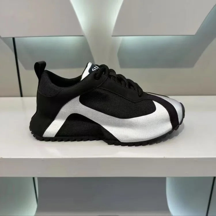 Chunky Sneaker Mens Designer Increased Internal Platform Sport Shoes Fashion Casual Microfiber Leather Mesh Breathable Gym Shoes