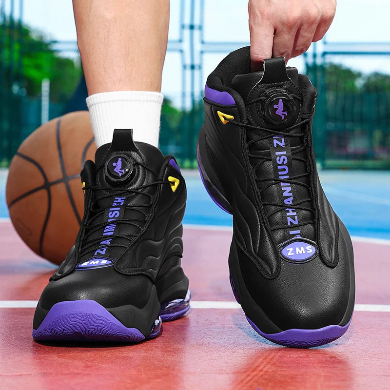 Men's Athletic Basketball Sneakers Breathable Cushioning Non-Slip Wearable Gym Training Running Shoes for Men