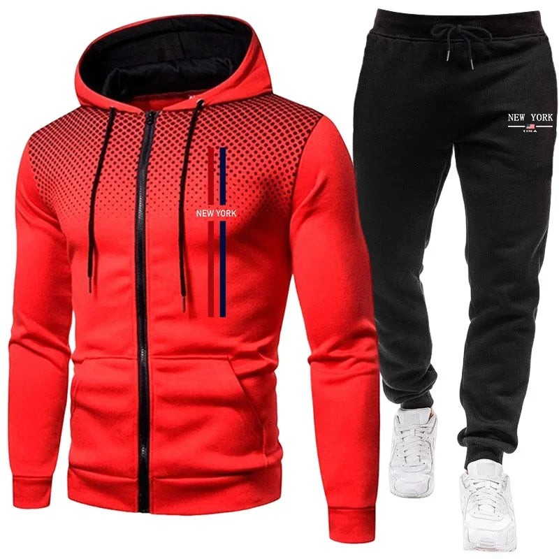 2026 Brand New Men's Tracksuit Hoodie Sweatpants Urban Casual Fashion Sportswear Autumn Winter Daily Casual Sporty Zipper Outfit