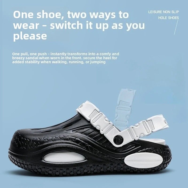 New Summer Men's Slippers EVA Hole Mens Mules Non-Slip Slippers Thick Soft Platform Slide Fashion Comfortable Men's Sandals Shoe