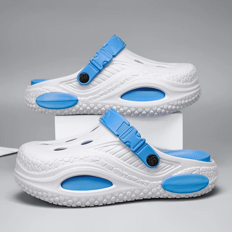 New Summer Men's Slippers EVA Hole Mens Mules Non-Slip Slippers Thick Soft Platform Slide Fashion Comfortable Men's Sandals Shoe