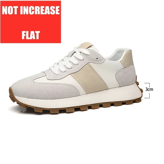 Man Elevator Casual Sneakers Cow Suede Leather Lace-Up Round Toe Platform Shoes 3/6/8cm Height Increase Shoes For Men Lift Sport