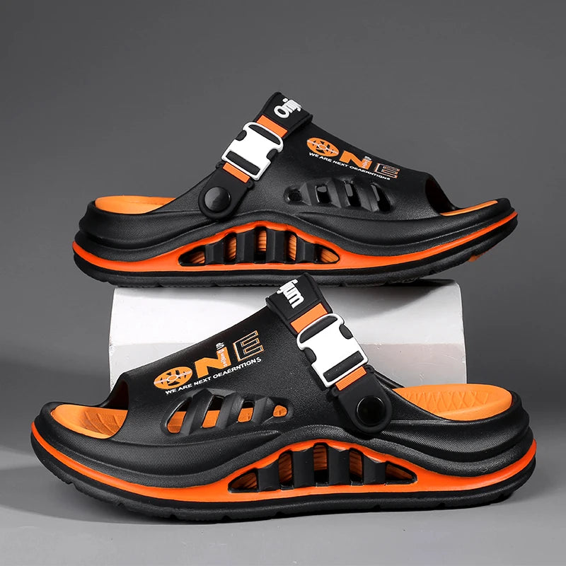 Male House Slippers Summer Breathable Open Toe Design Flexible Sole Non Slip Wear Resistant Footwear for Indoor Daily Use