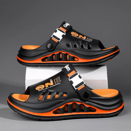 Male House Slippers Summer Breathable Open Toe Design Flexible Sole Non Slip Wear Resistant Footwear for Indoor Daily Use