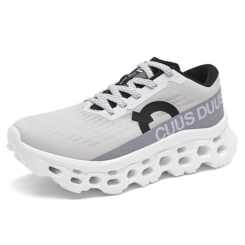 Men's Running Shoes Hollow Cushioning Thick Soled Sneakers Breathable Mesh lightweight Non-Slip Sneakers Outdoor Fitness Shoes