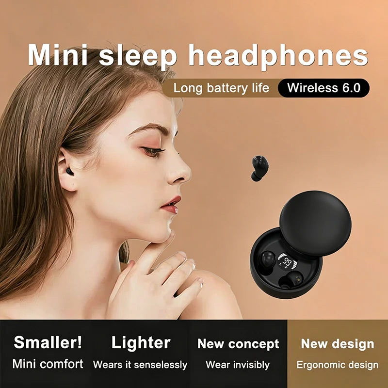 SK26 Invisible 6.0 Bluetooth Wireless Earphones Sleeping Earbuds Work Sports Mini Headphones 4D HIFI Bass Sound Quality Headset