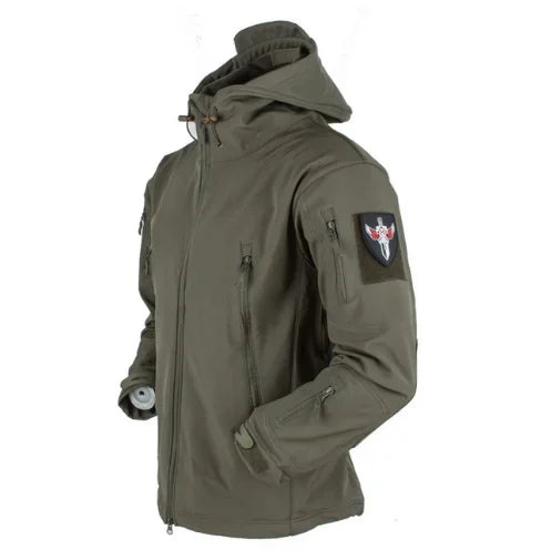2026 Shark Skin Soft Shell Autumn and Winter Plush Thickened Mountaineering Tactics Training Breathable Waterproof Charge Suit