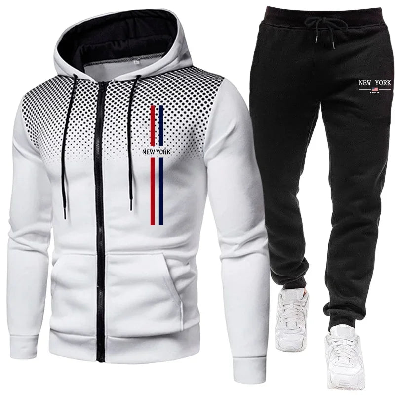2026 Brand New Men's Tracksuit Hoodie Sweatpants Urban Casual Fashion Sportswear Autumn Winter Daily Casual Sporty Zipper Outfit