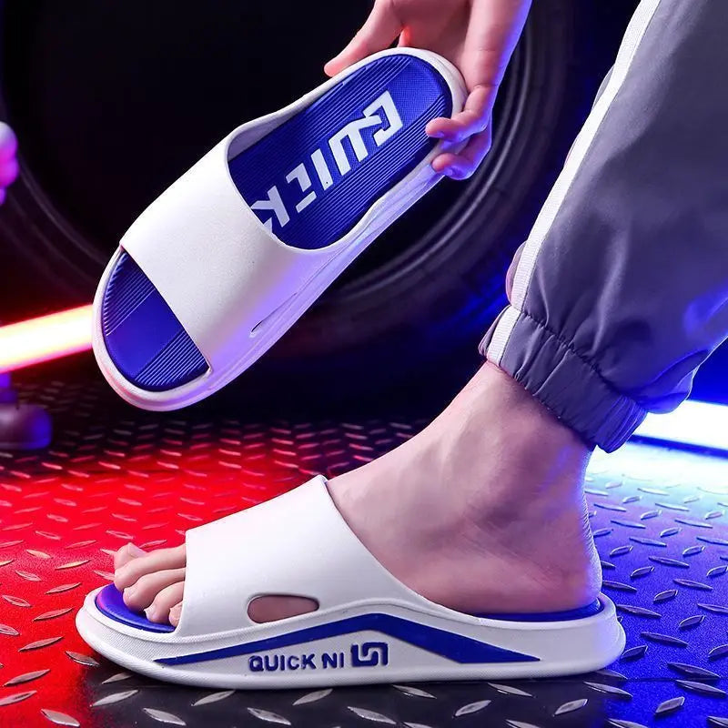 Fashion Men Slippers PVC Soft Sole Non-slip Men Flip Flops Outdoor Thick Bottom Beach Sandals Home Bathroom Couples Slippers New