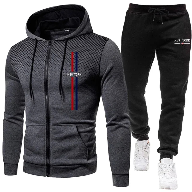 2026 Brand New Men's Tracksuit Hoodie Sweatpants Urban Casual Fashion Sportswear Autumn Winter Daily Casual Sporty Zipper Outfit