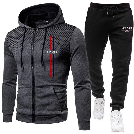 2026 Brand New Men's Tracksuit Hoodie Sweatpants Urban Casual Fashion Sportswear Autumn Winter Daily Casual Sporty Zipper Outfit