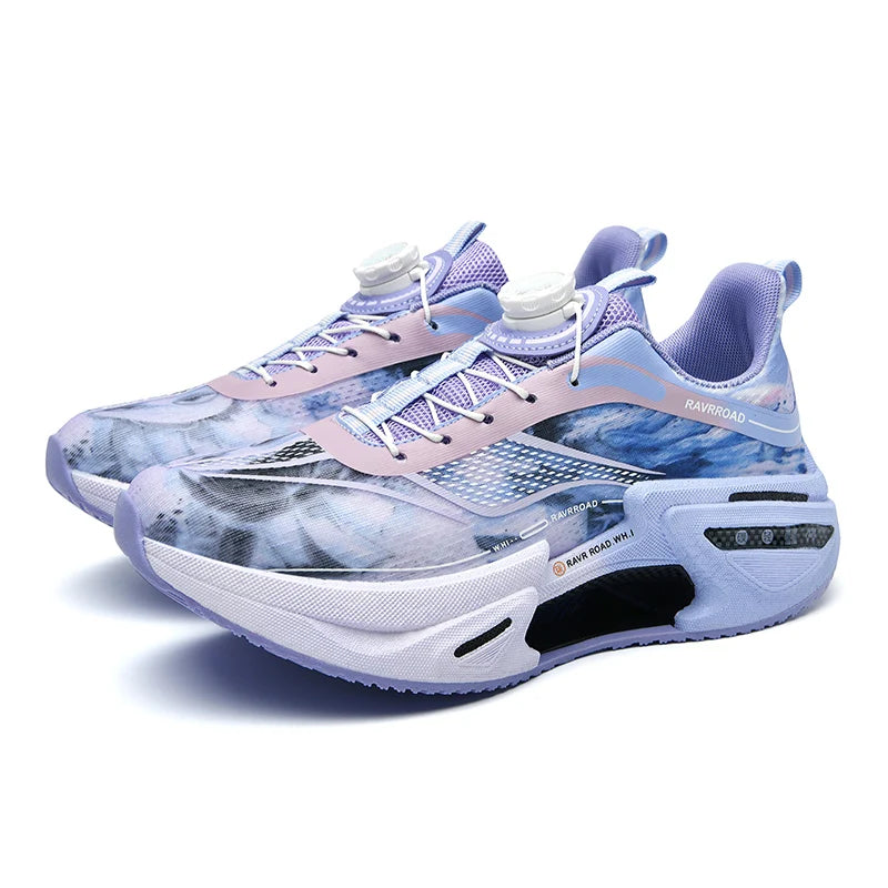 Elastic Speed Running Shoes for Men, Carbon Plate Push Rotating Buckle Sports Shoes for Women, Professional Shock-Absorbing