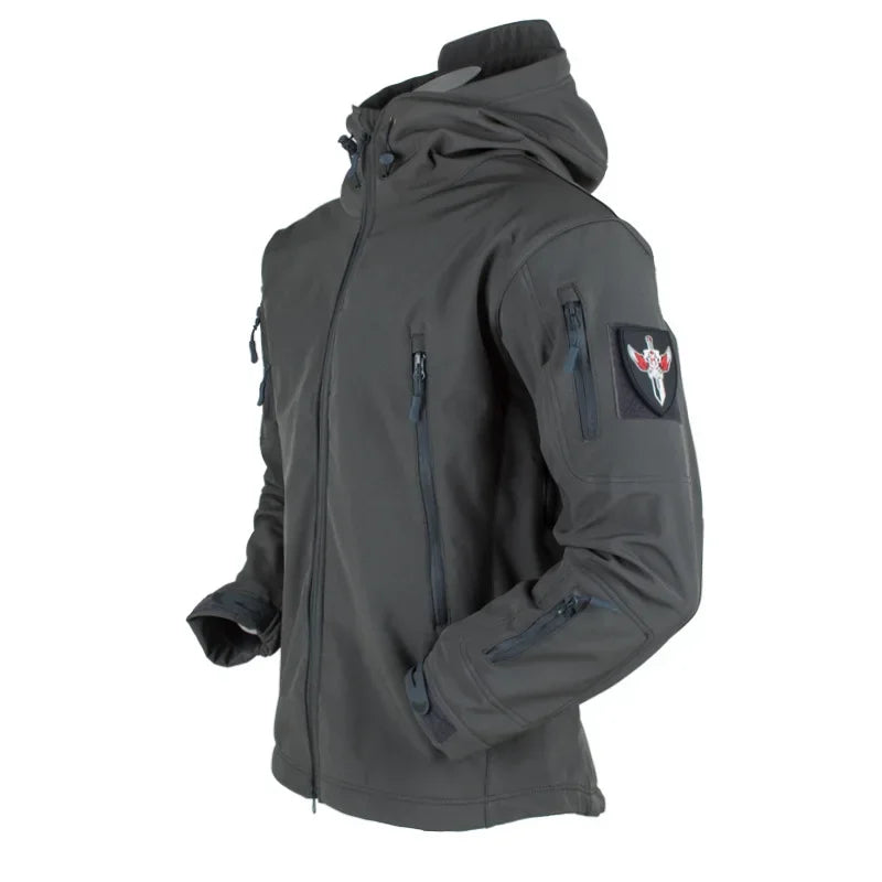 2026 Shark Skin Soft Shell Autumn and Winter Plush Thickened Mountaineering Tactics Training Breathable Waterproof Charge Suit