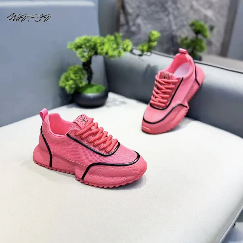 Chunky Sneaker Mens Designer Increased Internal Platform Sport Shoes Fashion Casual Microfiber Leather Mesh Breathable Gym Shoes