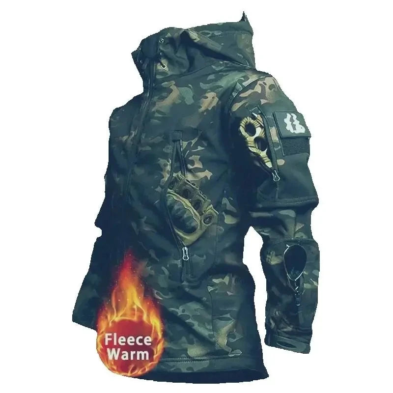 2026 Shark Skin Soft Shell Autumn and Winter Plush Thickened Mountaineering Tactics Training Breathable Waterproof Charge Suit