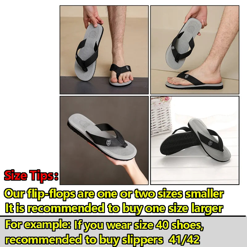 Men's Casual Flip Flops Fashion Beach Shoes Men Summer Non-Slip Flat Slides Mens Slippers Indoor House Shoes Man Male Slipper
